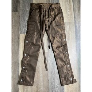 mnml Snap Cargo Pants Womens 28 Brown Excellent Nylon Drawstring Side Button